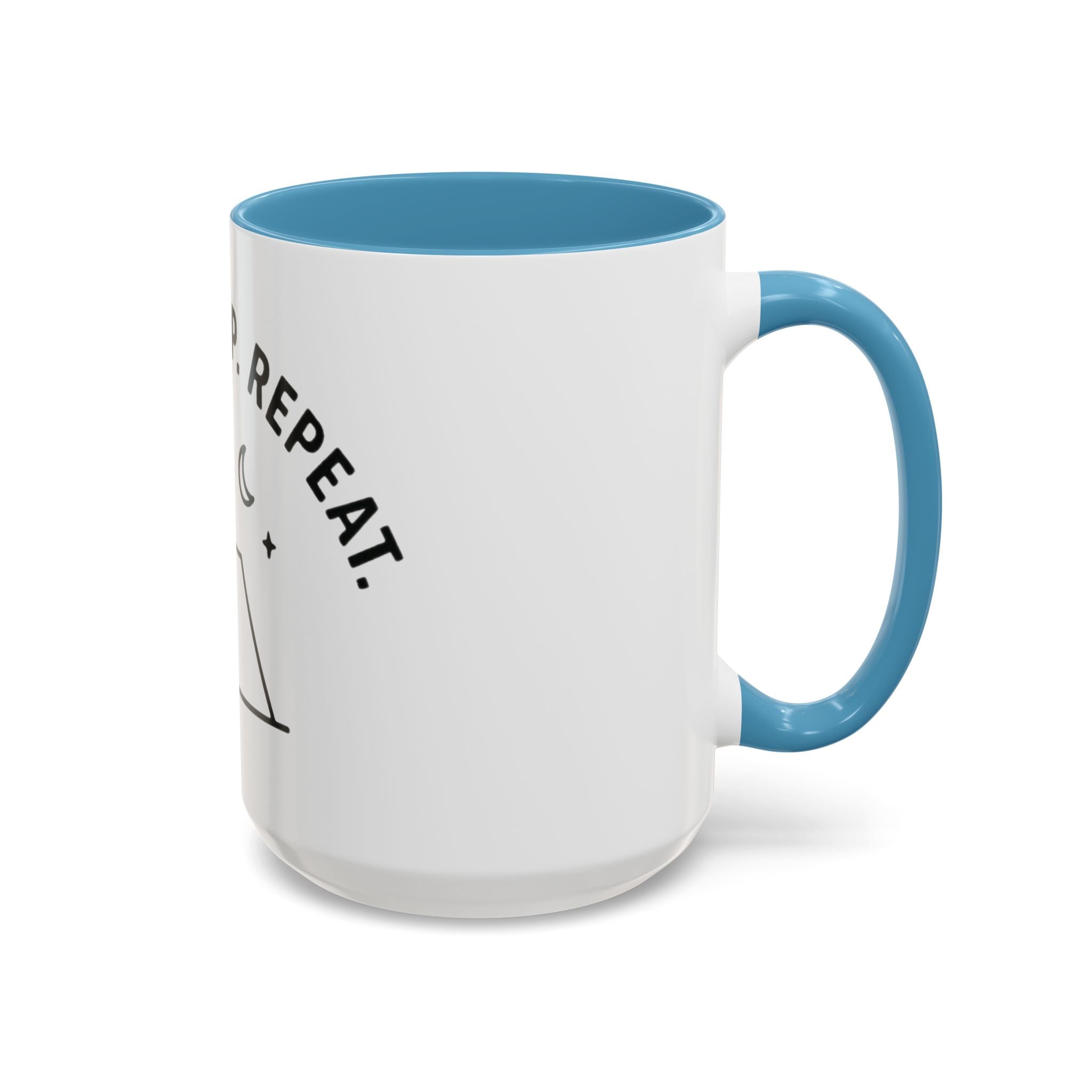Camping Coffee Mug — "Camp. Sleep. Repeat." Black Accent 11/15oz