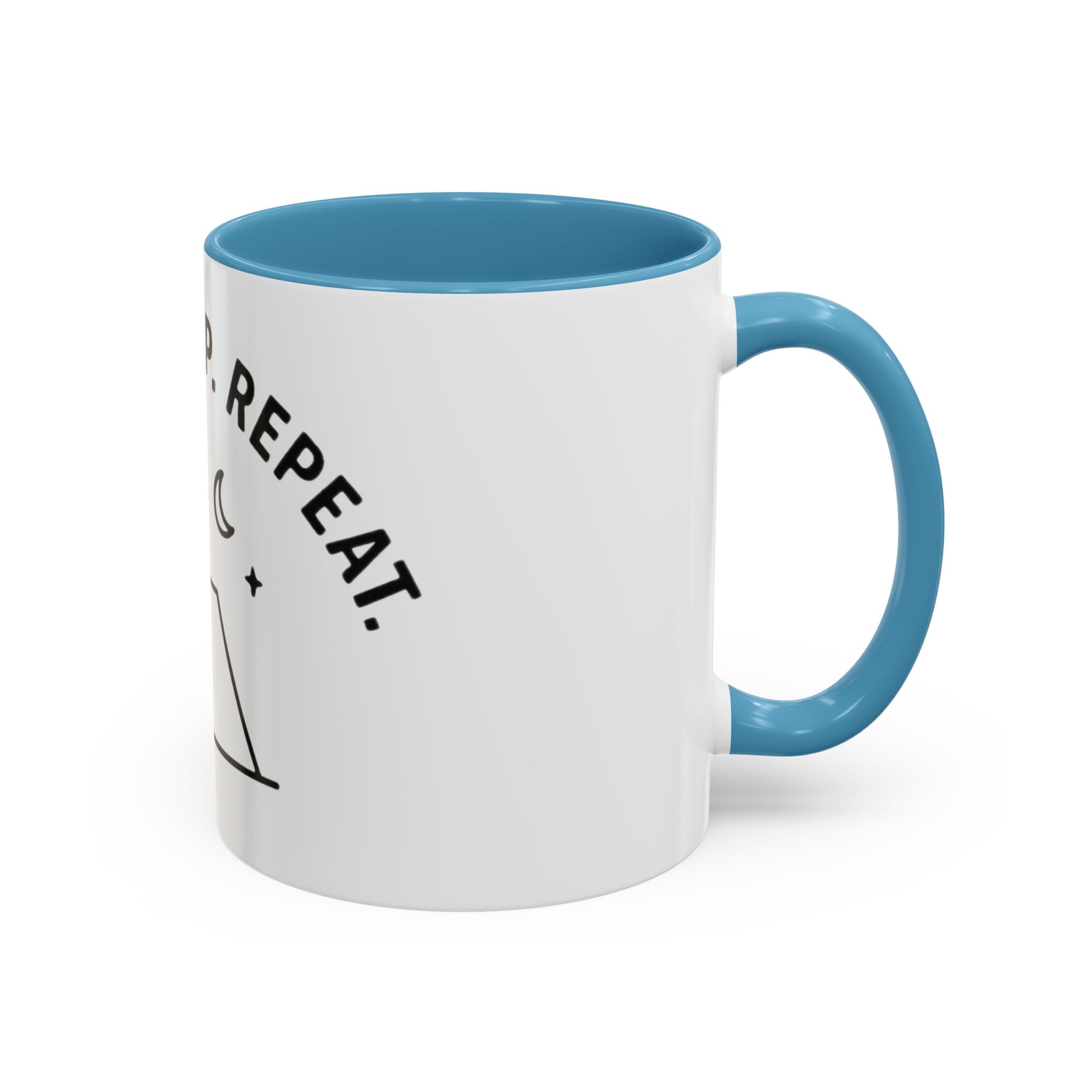 Camping Coffee Mug — "Camp. Sleep. Repeat." Black Accent 11/15oz