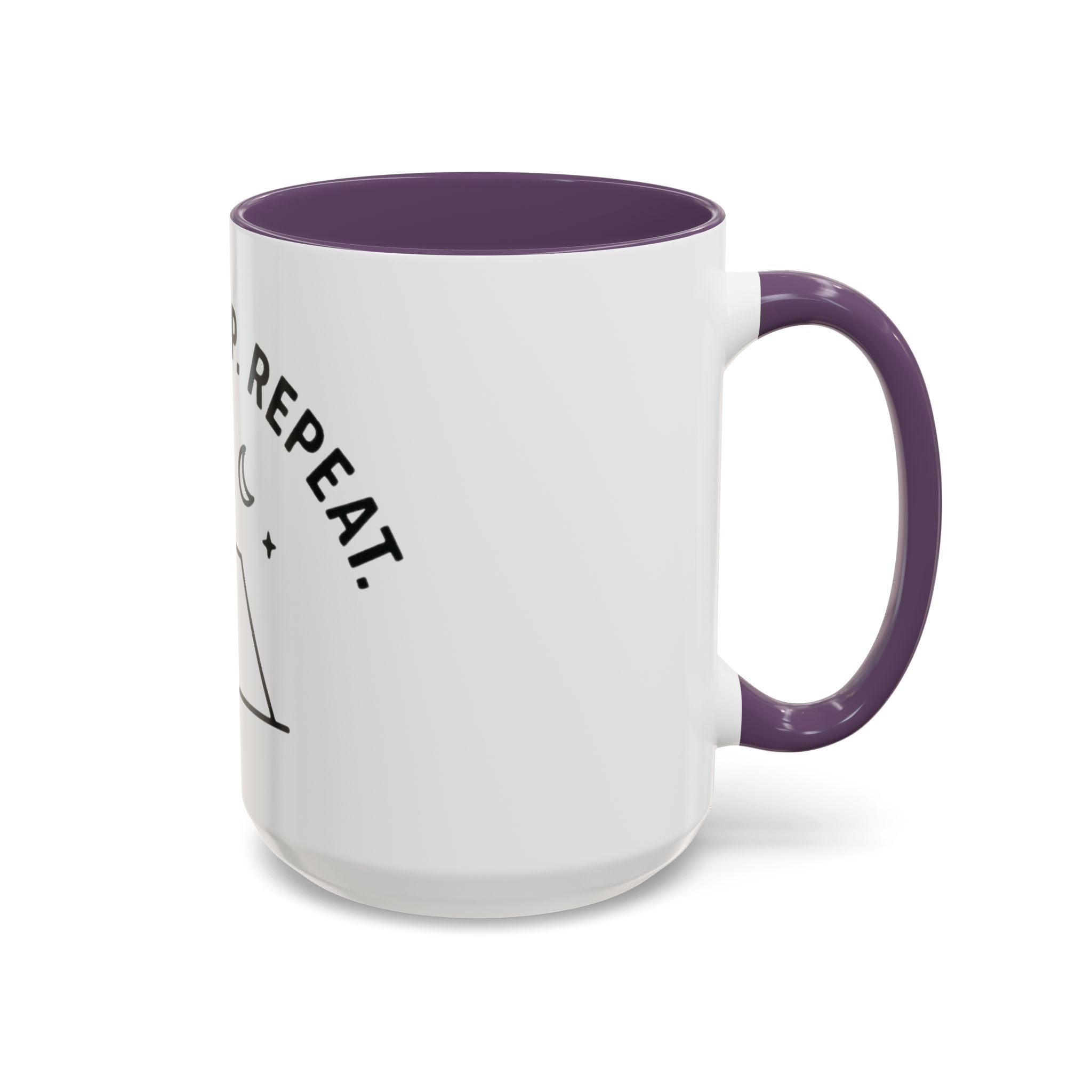 Camping Coffee Mug — "Camp. Sleep. Repeat." Black Accent 11/15oz