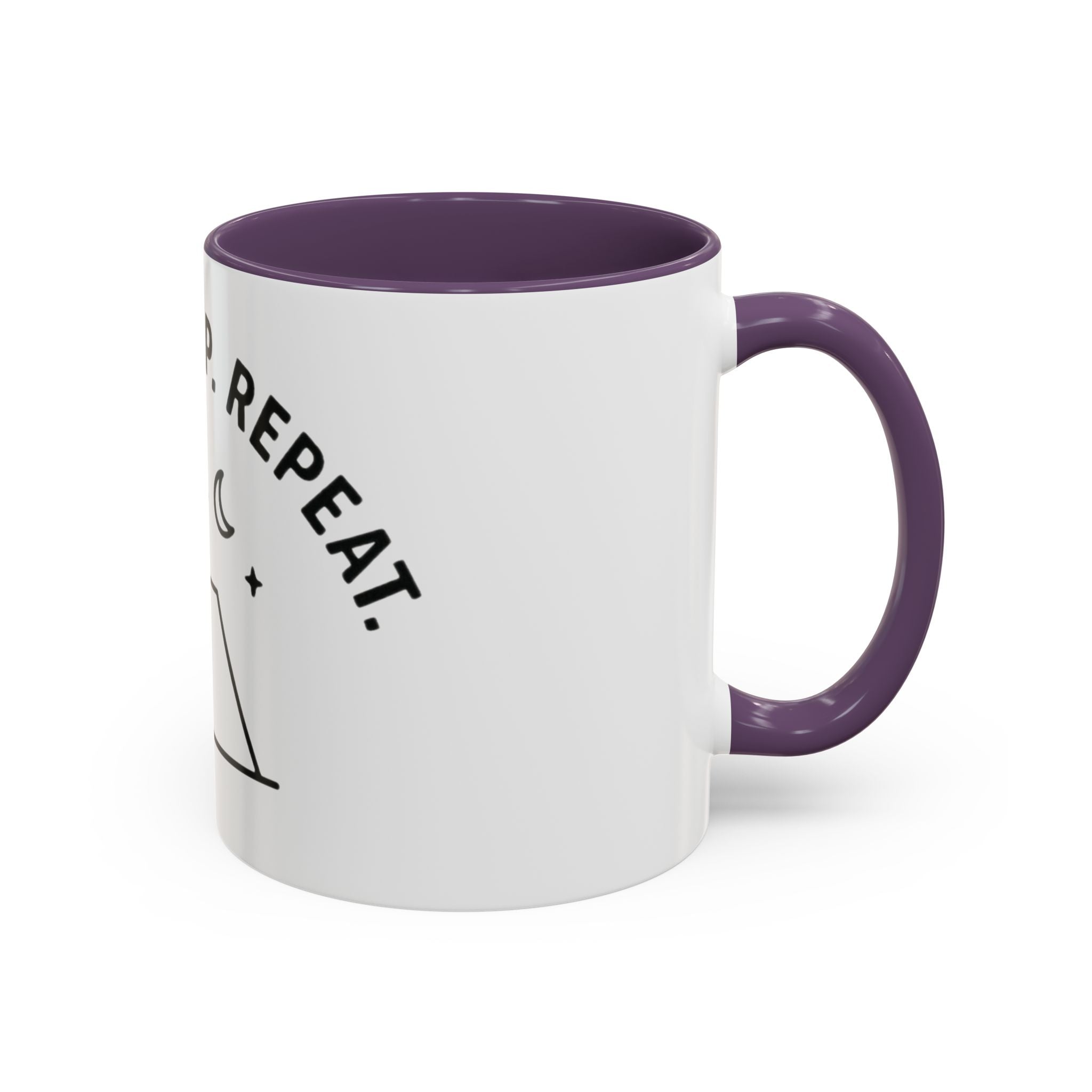 Camping Coffee Mug — "Camp. Sleep. Repeat." Black Accent 11/15oz
