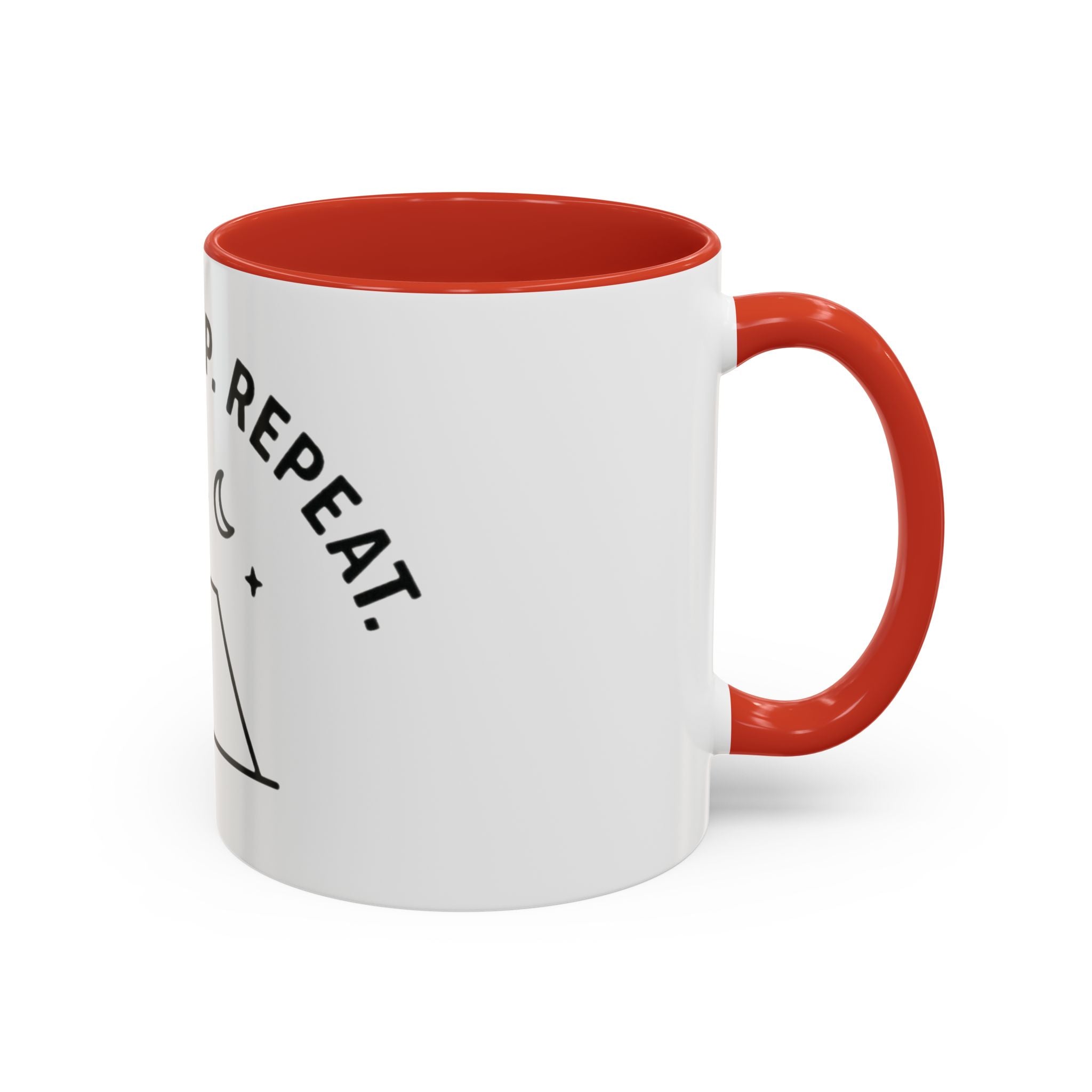 Camping Coffee Mug — "Camp. Sleep. Repeat." Black Accent 11/15oz