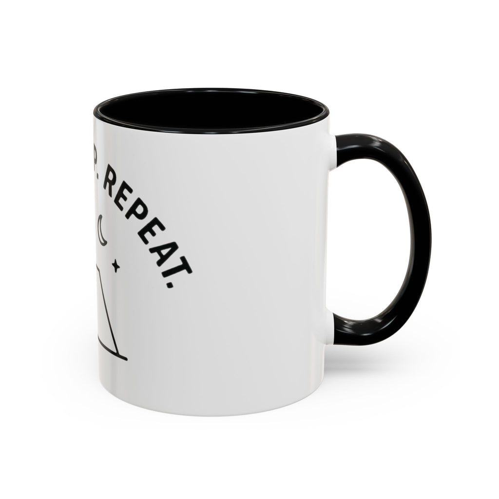 Camping Coffee Mug — "Camp. Sleep. Repeat." Black Accent 11/15oz