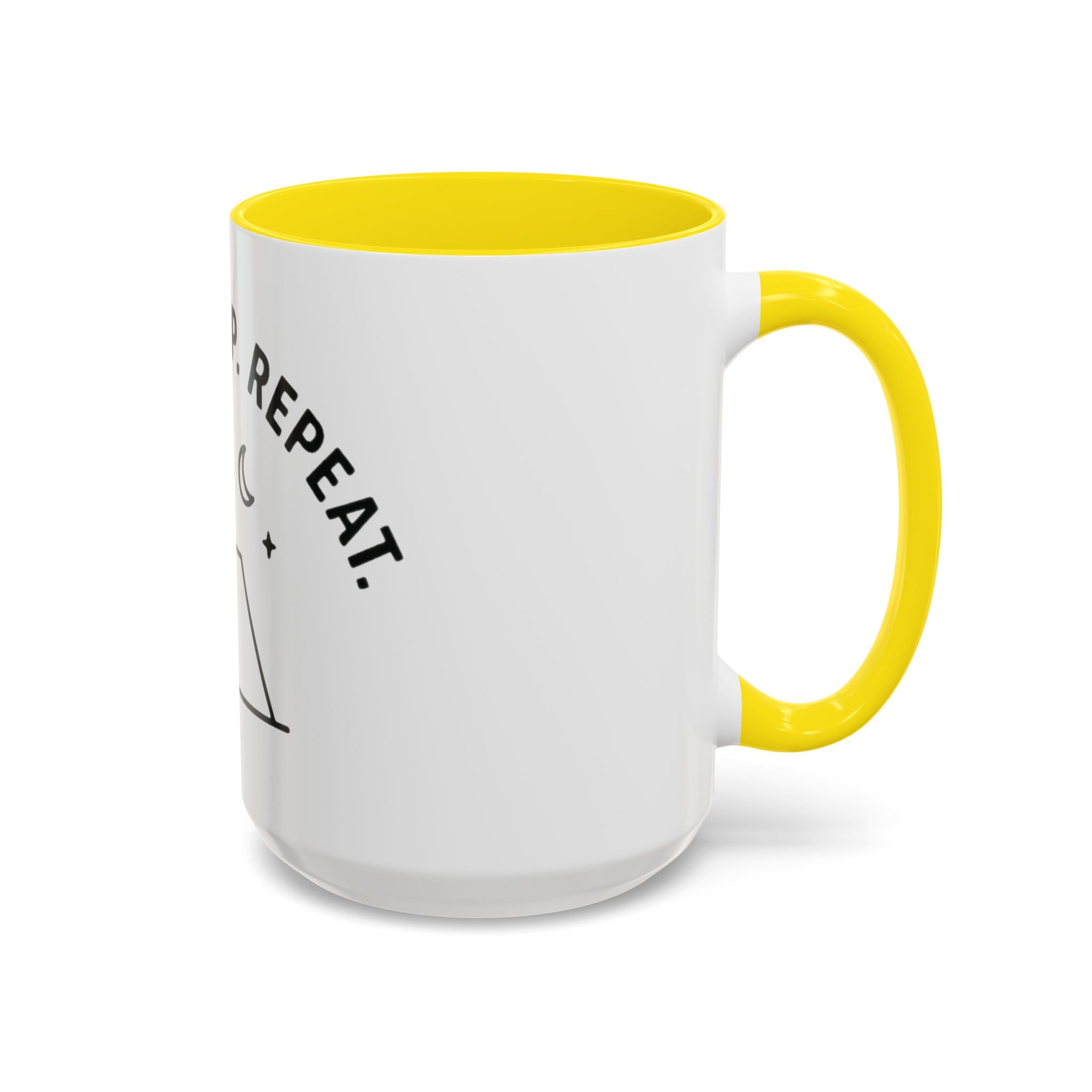 Camping Coffee Mug — "Camp. Sleep. Repeat." Black Accent 11/15oz