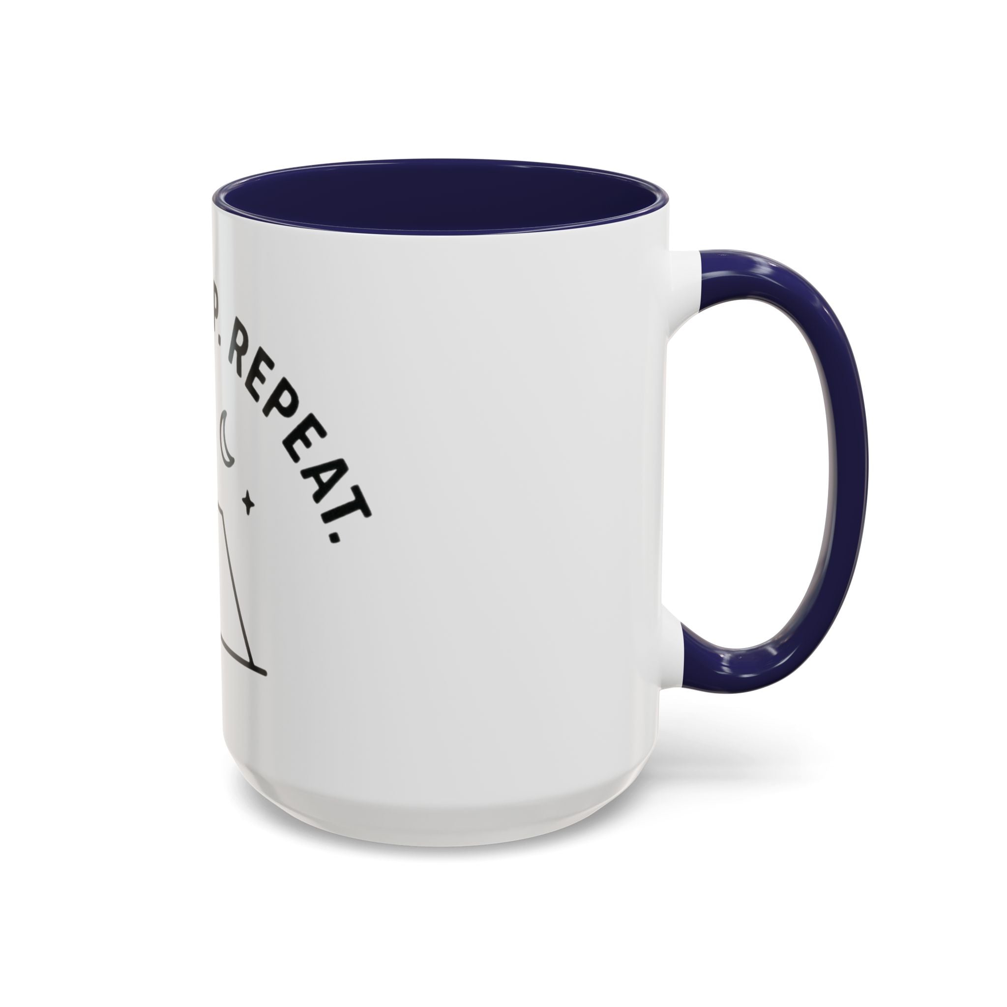 Camping Coffee Mug — "Camp. Sleep. Repeat." Black Accent 11/15oz