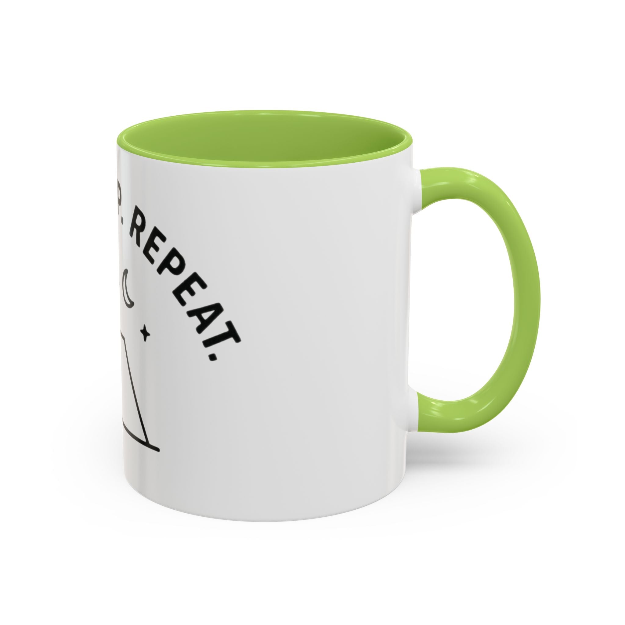Camping Coffee Mug — "Camp. Sleep. Repeat." Black Accent 11/15oz