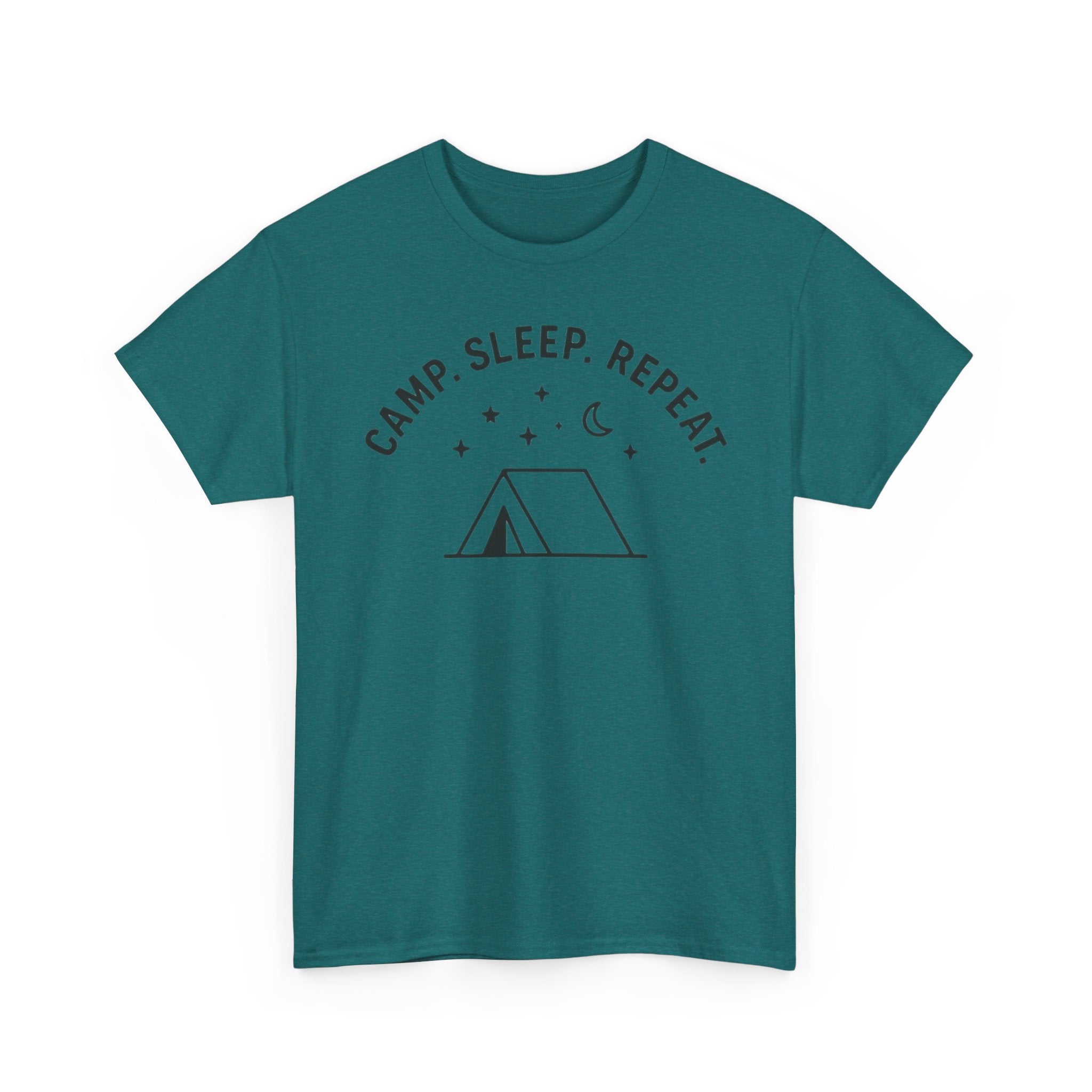 Camp, Sleep, Repeat Tent Graphic Tee — Casual Camping T‑Shirt for Outdoor Lovers