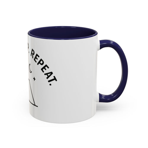 Camping Coffee Mug — "Camp. Sleep. Repeat." Black Accent 11/15oz