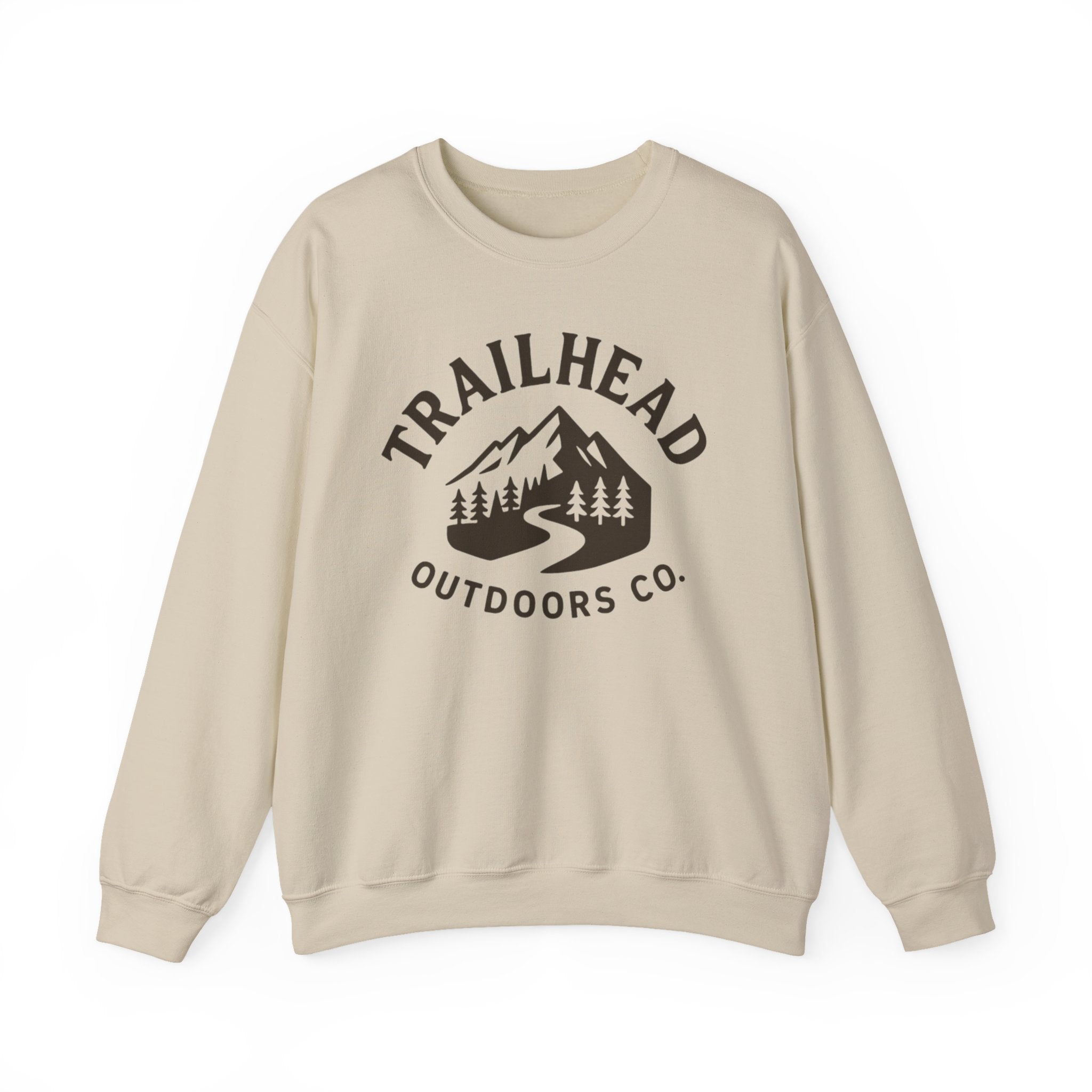 Trailhead Outdoors Co. Crewneck Sweatshirt — Vintage Mountain Trail Graphic