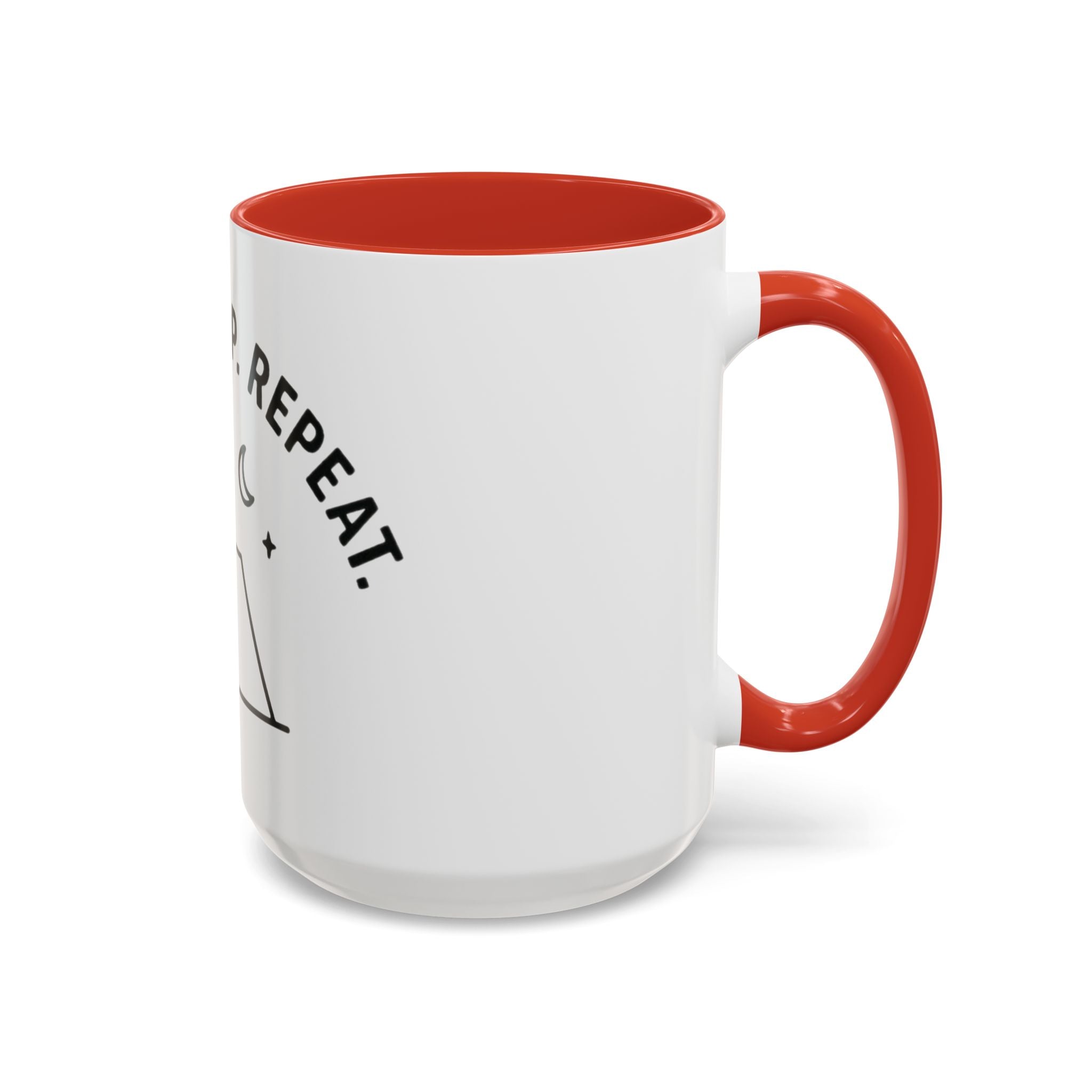 Camping Coffee Mug — "Camp. Sleep. Repeat." Black Accent 11/15oz